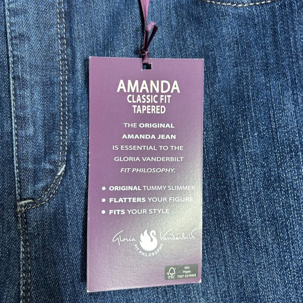 Gloria Vanderbilt Amanda Classic Fit Tapered Jeans Dark Wash Blue 10 Long NEW - Picture 5 of 15